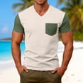 thumbnail image 2 of Fabrcox S-4XL Mens Short Sleeve Shirts Big and Tall V Neck Shirts for Men Color Block Going Out Fitness Summer Shirts Men with Pocket, 2 of 8