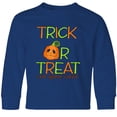 thumbnail image 3 of Inktastic Trick or Treat Now Gimme Candy with Halloween Pumpkin Long Sleeve Youth T-Shirt, 3 of 5