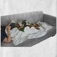 thumbnail image 6 of Skull Smoking Soft Flannel Fleece Throw Blanket, Image of Leprechaun Skeleton Head and Shamrock Leaves on Eye Sockets, Cozy Plush for Indoor and Outdoor Use, 50" x 60", White Multicolor, by Ambesonne, 6 of 6
