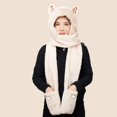 thumbnail image 4 of ASFGIMUJ Warm Hat Winter Female Cartoon Cute Little Plush Thickened Warm And Cold Proof Hat Scarf Gloves Three Piece Set Beige One Size, 4 of 4