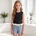 thumbnail image 1 of Mnyotv Toddler Girls Summer Clothes Sleeveless Ruffle Hem Tank Tops with Bow Casual Crewneck T Shirts Size 18-24 Months, 1 of 7