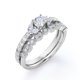 thumbnail image 4 of JeenMata Anillo de Bodas de 1,75 Quilates con Diseño Art Déco de Moissanita de Forma Redonda con Filigrana Milgrain y Siete Piedras Engastado en Oro Blanco de 18 K sobre Plata, 4 of 6