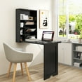 thumbnail image 3 of Gymax Bureau d'Ordinateur Mural Convertible, Bureau Flottant avec Bibliothèques de Rangement, Noir, 3 of 10