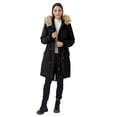thumbnail image 2 of WenVen Women's Mid Length Hooded Joker Jacket Sherpa Lined Parka Jacket Black L, 2 of 6