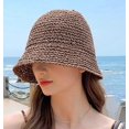 thumbnail image 2 of CoCopeaunts Women Sun Hat Wide Brim Sun Hat for Women Cute Woven Knitted Straw Hat Foldable Bucket Hat Outdoor Holiday Beach Hat, 2 of 3