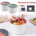 thumbnail image 3 of Microwave Rice Cooker Plastic Food Grade Microwave Cookware 2-Layer with Scoo ☆, Z9F3, 3 of 8