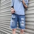 thumbnail image 3 of Pantalones Cortos De Mezclilla Rasgados De Moda Para Hombres, 3 of 8