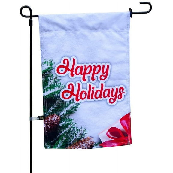 Happy Holidays Double-Sided Garden Flag, Outdoor Christmas Decorative Flag for Homes, Yards, and Gardens, 12 x 18 Inch