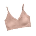 thumbnail image 4 of Lumtrix Scalloped Bras for Women No Underwire Soft Push Up Wireless Bras Deep V Neck Seamless Bralettes Pink 34, 4 of 4