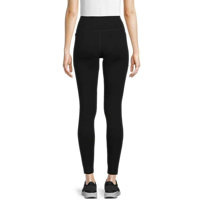 Athletic Works Women's and Women's Plus Stretch Cotton Blend Ankle Leggings  with Side Pockets 