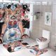 thumbnail image 1 of Pirata de sombrero de paja Hombre de goma-theme 4-Piece Shower Curtain Set with Rugs, Waterproof Bathroom Decor Set Includes Bath Mat, U-Shaped Rug, Toilet Lid Cover and Curtain with Hooks, 1 of 6