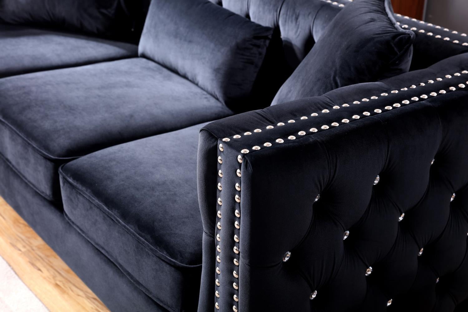 Glory Furniture Paige Velvet Sofa in Black