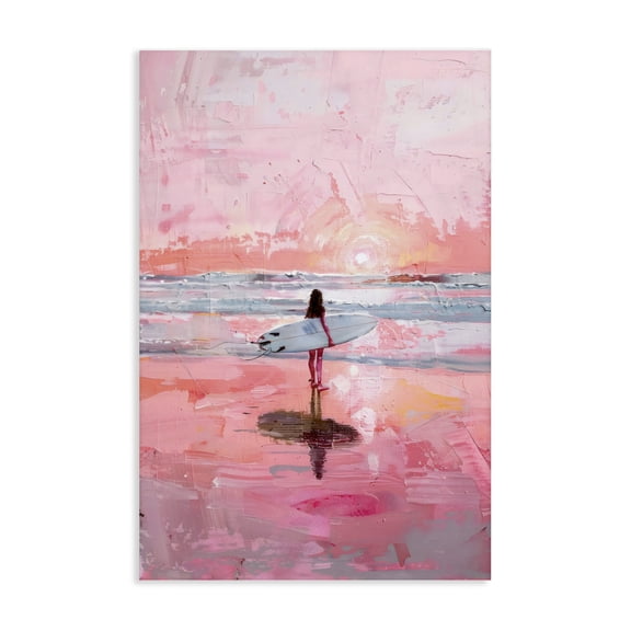 Stupell Industries Coastal Surfer at Pink Sunset Canvas Art, 16 x 24, by Creative Studio