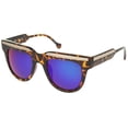 thumbnail image 2 of sunglassLA Unisex Retro Metal Accent Color Mirror Lens Horn Rimmed Oversize Sunglasses (Tortoise-Gold / Blue Mirror) - 50mm, 2 of 4