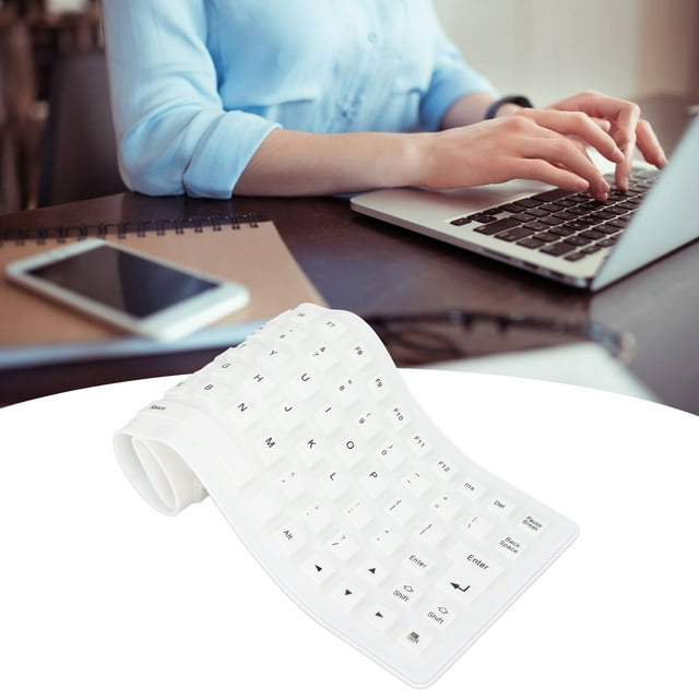 Foldable Silicone Keyboard, 85 Keys Silicone Keyboard, Rollup Silent Typing Soft Touch Keyboard with Fully Sealed Design for PC Notebook Laptop
