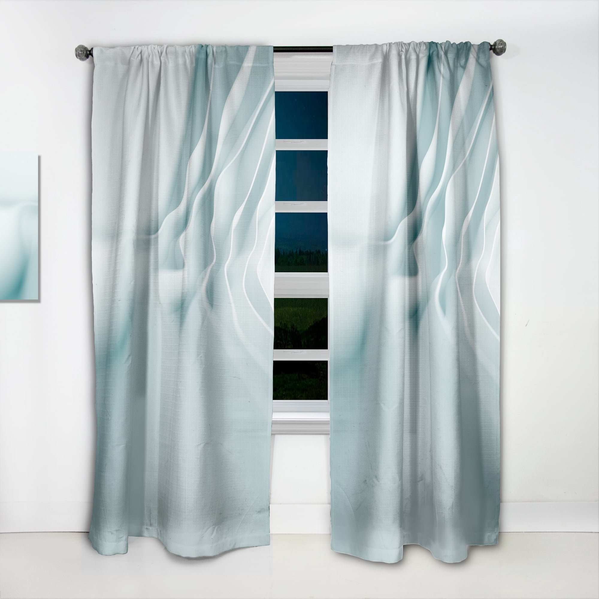 Designart 'Abstract Light Blue Waves II' Modern & Contemporary Curtain Panel