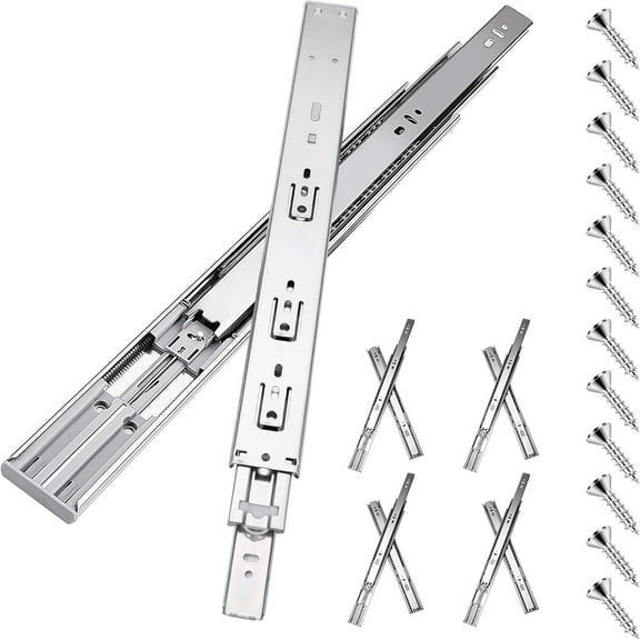 14 inch Drawer Slides 4 Pairs (8pcs) Soft Self Close Full Extension Ball Bearing Drawer Slides 3 fold Full Stretch Side Mount Drawer Slides 100 LB Capacity Drawer Slide 14" Silver