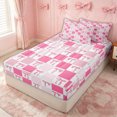 thumbnail image 2 of Erosebridal Girly Grid Ribbon Zipper Full Size Comforter Sets with Fitted Sheet and 2 Pillowcases for Girls, Cute Cartoon Buffalo Plaid Zipper Bedding Set, Pink Reversible, 4pcs, 2 of 7