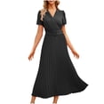 thumbnail image 2 of DailyTrove Women's Pleated Midi Dress-Short Sleeve-Wrap Front-Polyester-for Office/Casual Outing-Flattering Pleated Fit, 2 of 6