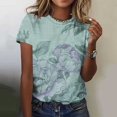 thumbnail image 2 of Sexlip Womens Swimsuit Set Faded Abstract Print Cover Up Design Crew Neck Short Sleeve Casual Silhouette Sun Protection Fabric for Beach Wear Green XXXL, 2 of 6