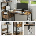 thumbnail image 2 of Furnibear Computer Desk with Power Outlet & Storage Shelves, Study Writing Table with USB Ports Charging Station, PC Desk Workstation for Home Office, Brown, 2 of 10