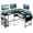 Black, variant on L Shape Desk with LED Lights and Power Outlets, Computer Desk with Storage Bag & CPU Stand for Home Office Gaming,Black