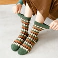 thumbnail image 3 of Dyfzdhu Women Green Series Autumn Winter Socks Mid Tube Thickened Wool Socks Diamond Plaid Thermal Socks, 3 of 4