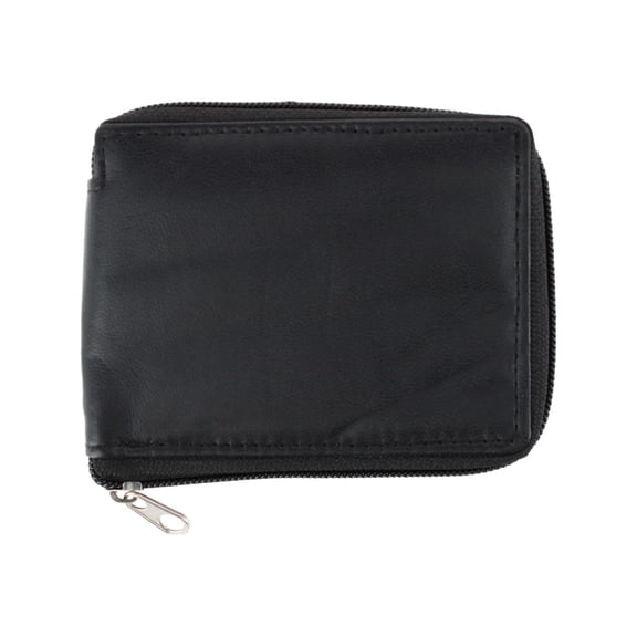 CTM Leather Zip-Around Bifold Wallet with Coin Pocket