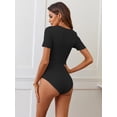 thumbnail image 5 of Merokeety Womens Summer Bodysuit Ribbed Business Casual Bodysuits Black m, 5 of 5