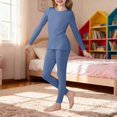 thumbnail image 2 of XIMIN Kids Girls Outfit Solid Color Fleece Thermal Underwear Set High Tech Dralon Self Heating Long Johns Cold Weather Kids Base Layer Top Bottom, 2 of 8