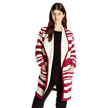 Jet Corp Women's Stripe Soft Jacket, Berry, Medium/Large