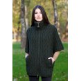 thumbnail image 4 of SAOL Aran Zipper Cardigan Sweater 100% Merino Wool Poncho / Cape Women's High Neck Irish Jacket with Pockets Made in Ireland, 4 of 7