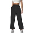 thumbnail image 2 of Women's Ultra-Soft & Warm Fleece Joggers Sweatpants Ndbuld Women's Winter Warm Casual Straight Pants With Pocket Pants Black 2XL, 2 of 7