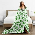 thumbnail image 6 of Super Soft Cozy Flannel Fleece Blanket for All Seasons St Patrick S Day Clover Lightweight Throw Blanket for Bed/Couch/Sofa/Camping- Green Lucky Shamrocks Irish Clover 50"X40", 6 of 6