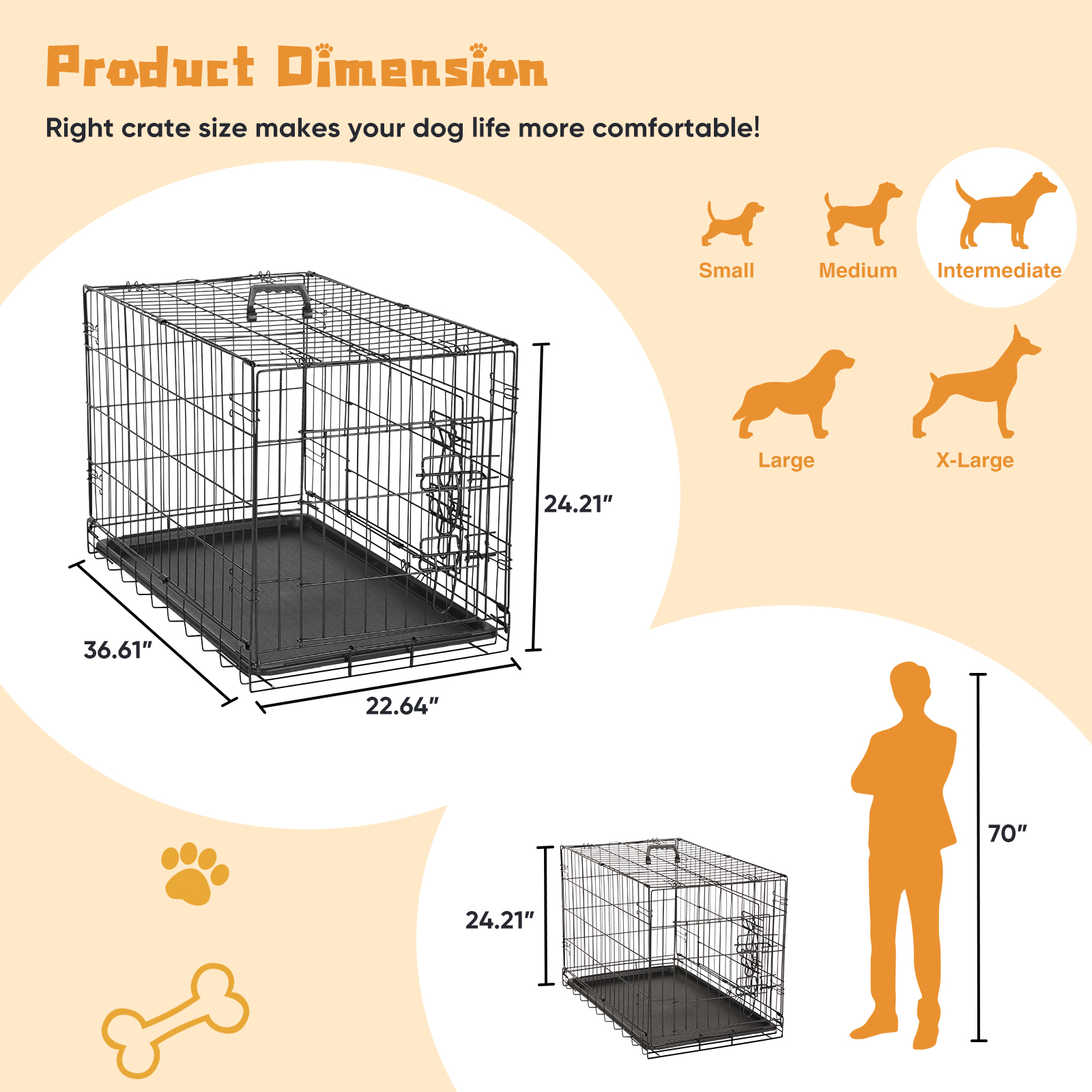 CONCETTA 36 Inch Double Door Dog Crate with Divider photo 3