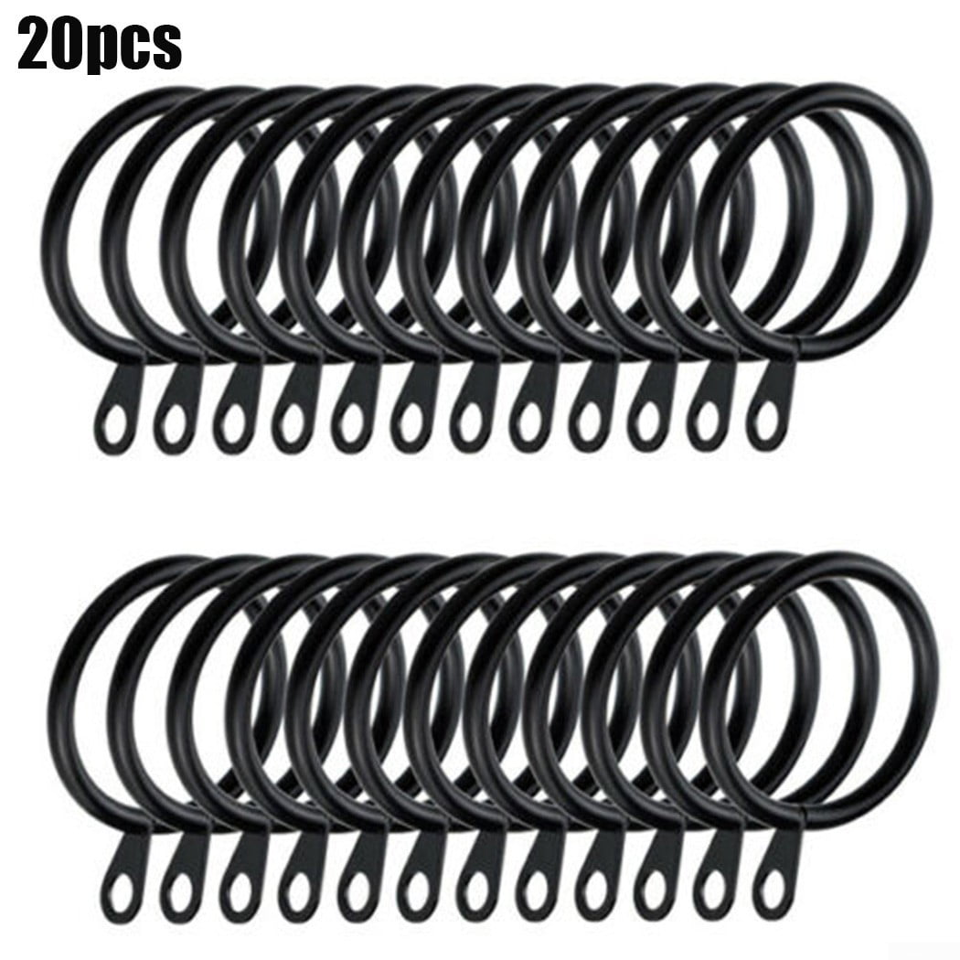 Heavy Duty Black Metal Curtain Rings Hanging Hooks for Curtains Rods Pole Voiles 