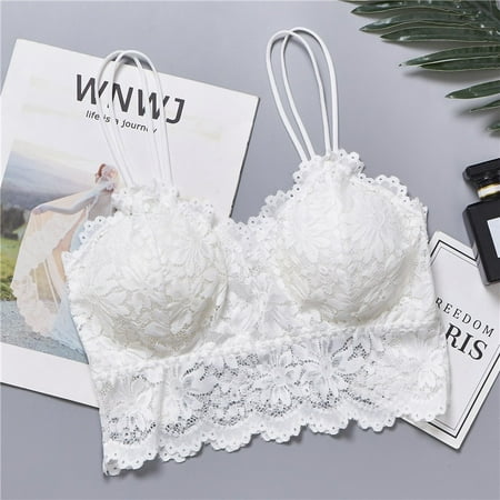 

Women s Lace Sexy Lingerie V Neck Crochet Bralette Bra Crop Top Floral Cami Padded Tank Tops Underwear