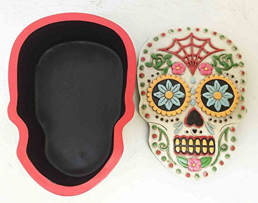 DAY OF THE DEAD GOTHIC WEDDING SKELETON HEAD JEWELRY BOX DIAS DE LOS MUERTOS