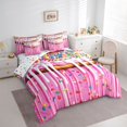 thumbnail image 3 of Feelyou Kawaii Pink Donut Bedding Comforter Set 7 Pieces, Dessert Cake Full Bedding Set, 3 of 8