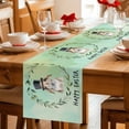 thumbnail image 5 of Happy Easter Cotton Linen Table Runner for Dining Kitchen, Teal Green Spring Bunny Eucalyptus Leaves Wedding Outdoor Party Tablerunners, Dresser Scarf Coffee Tablecloth Runners 13x72 Inches, 5 of 9