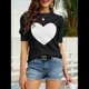 thumbnail image 4 of Suéter de Corta Abullonada para Mujer, Informal, de Verano, con Cuello Redondo, Blusa de Punto Acanalado. Negro M, 4 of 5