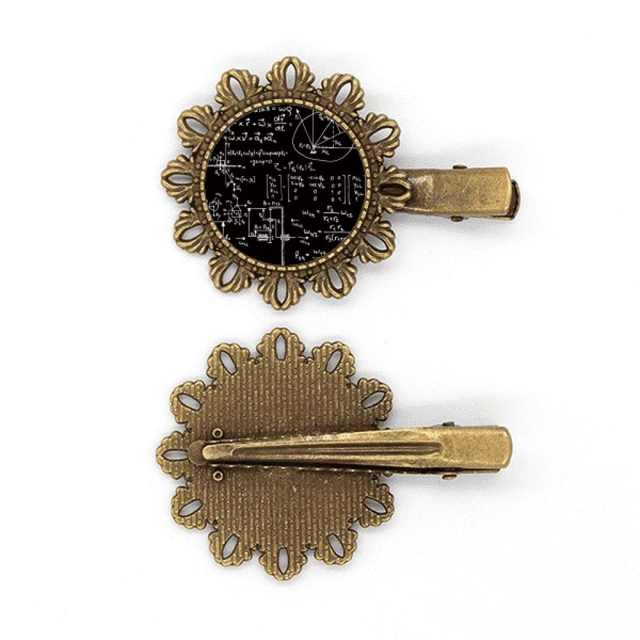 Matrix Mathematical Formulas Science Calculus Vintage Metal Flower Hairpin Hair Piece Headdress