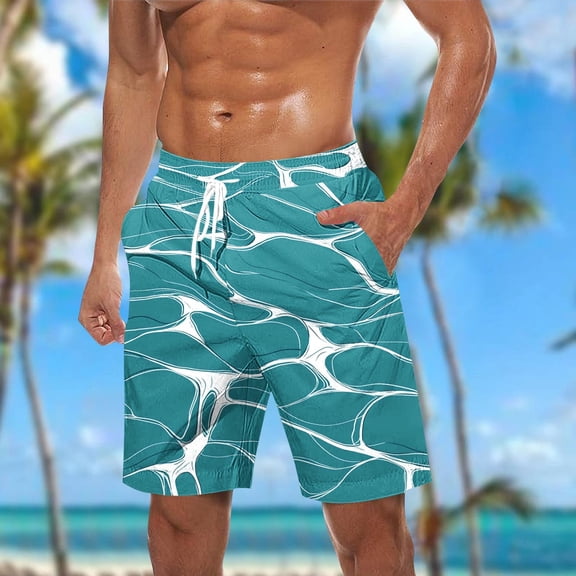 DayScoop Mens Casual Shorts Fashion Bottoms Summer Oversize Print Pockets Elastic Waist Beach Short Pants Plus Size