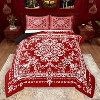 Manfei Boho Exotic Style Bedding Comforter Set,Retro Victorian Floral Twin Comforter Sets,White Baroque Flower Bedding Set For Adults,Microfiber Bedroom Decor Reversible,2 Pieces