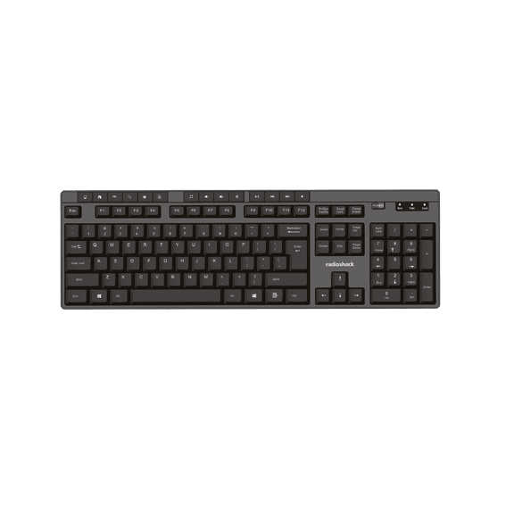 RadioShack Wired Keyboard - Black, English, USB-A, 119 Key