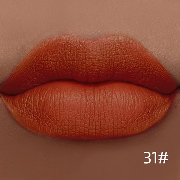 QIBEST Lápiz labial líquido mate, maquillaje de labios, brillo de labios desnudo, brillo de labios resistente al agua, rojo oscuro, negro, lápiz labial de larga duración, tinte de labios