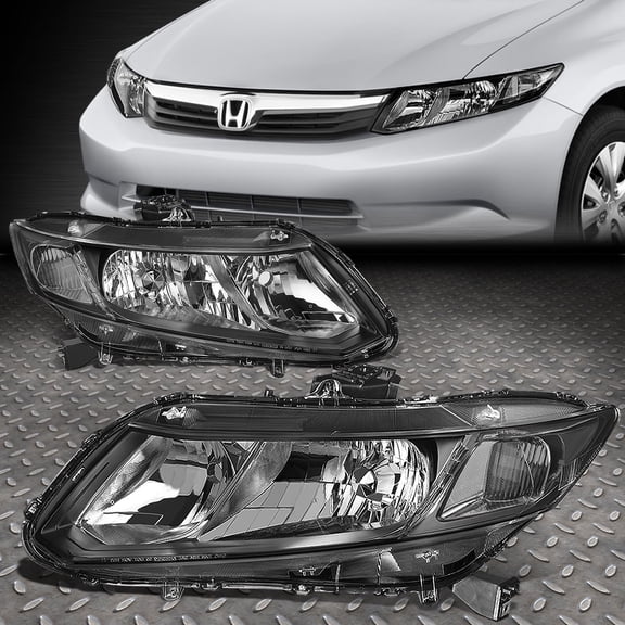 NUVISION for 12-15 Honda Civic Black Housing Clear Corner Headlights