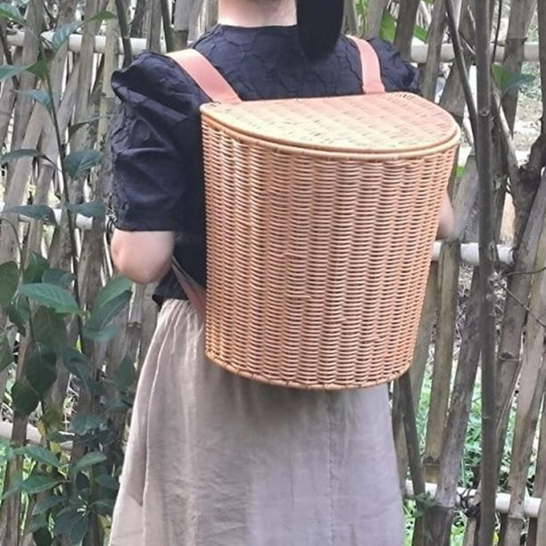jifeng PP Rustic Basket Backpack with Lid with Shoulder Straps for - Main Image