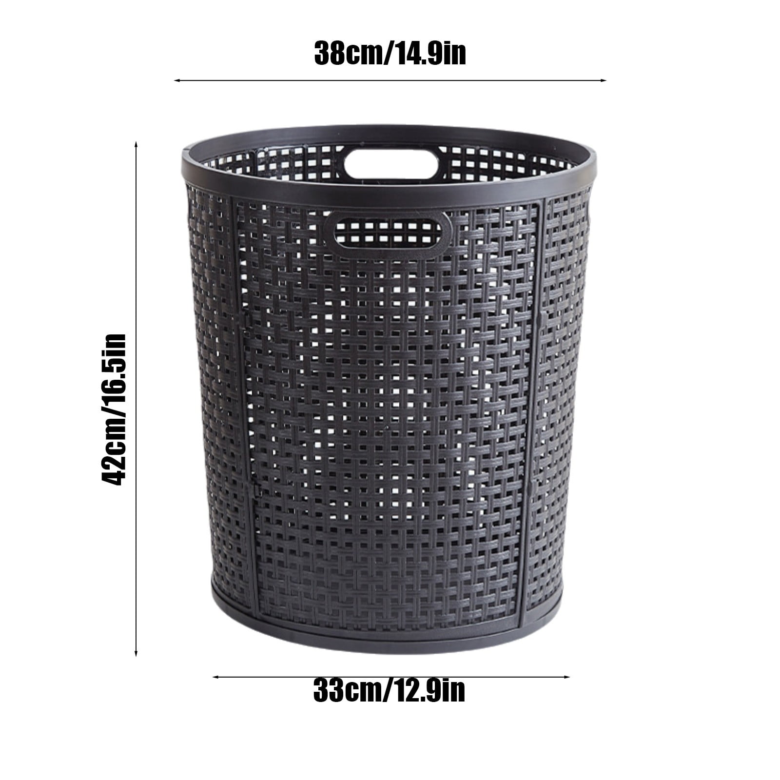 CheAAlet Large Capacity Plastic Storage Basket for Laundry and Toys, Ventilated Laundry Hamper with Side Handles, 40 L Flexible Rattan-Style Clothes Basket-Black
