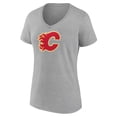 thumbnail image 2 of Women's Heather Gray Calgary Flames Primary Logo Team V-Neck T-Shirt, 2 of 3
